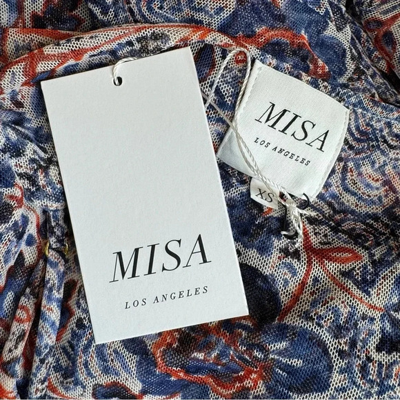 MISA Los Angeles Nicola Floral Mesh Halter Midi Dress Blue Size XS NWT - Picture 9 of 15